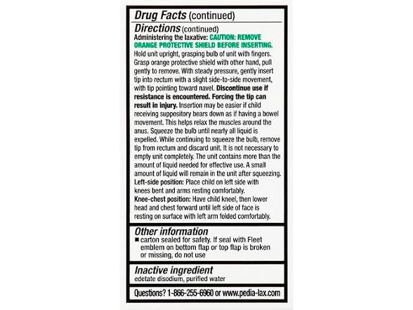 Fleet Pedia Lax Glycerin Supplements 6ct