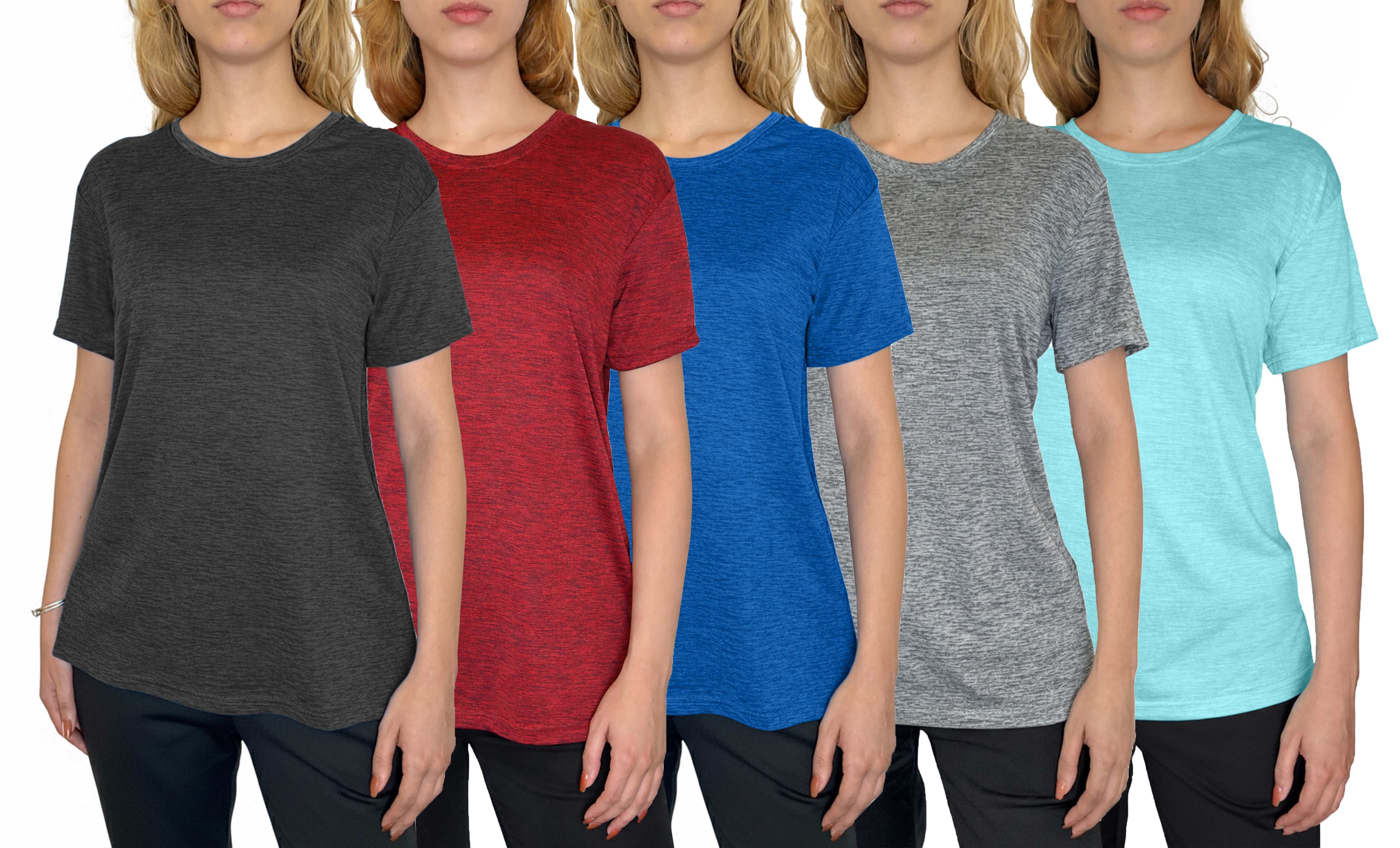 5Pk Womens Loose Fit S/S Active Tee - Gallery 5