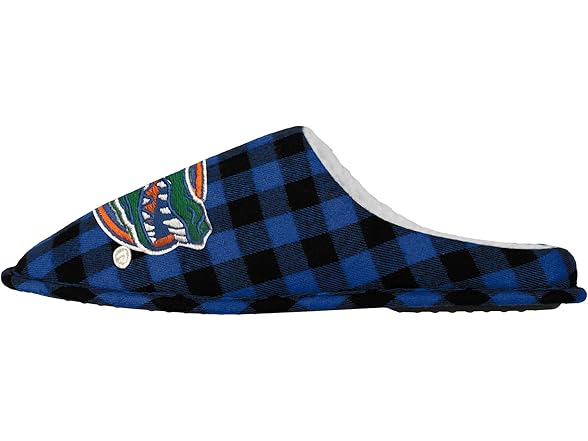 FOCO Mens NCAA Sherpa Lined Buffalo Check Slippers