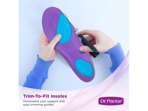 Dr. Plantar Massaging Gel Insoles for Women, Sizes 6-10, Trim to Fit
