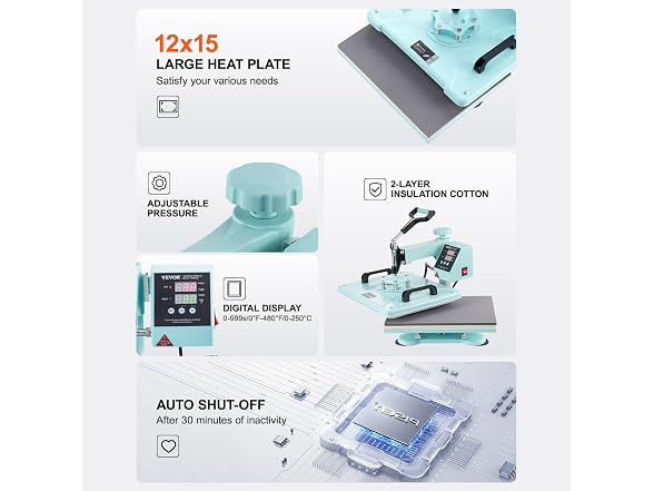 Heat Press Machine, 12 x 15 inch, 5 in Coating