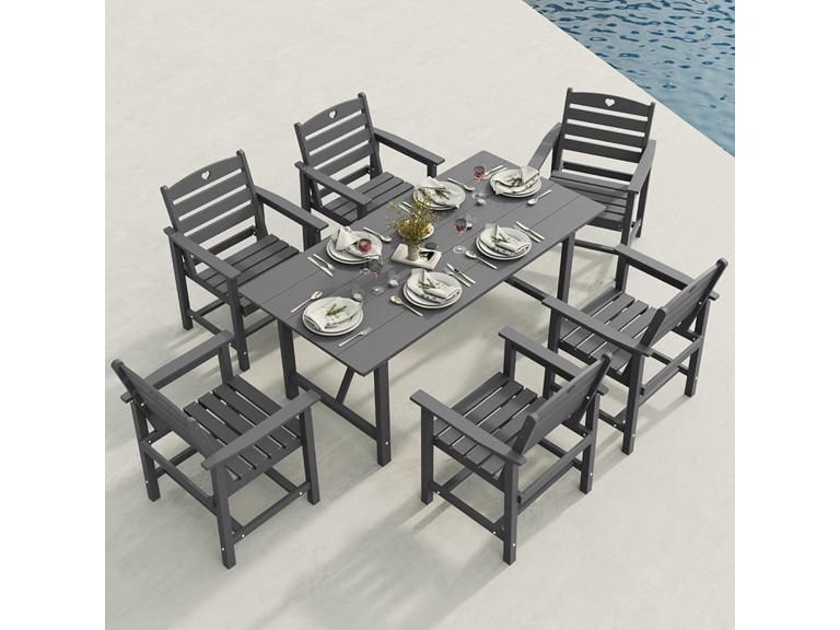 Orbcove Dining7-gray Patio Table and Chairs Set - G