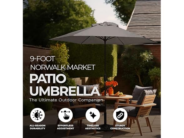 Four Seasons Courtyard 9 Foot Norwalk Market Patio Umbrella