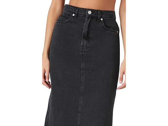 Forever 21 (S) Midi Slit Skirt Washed Black