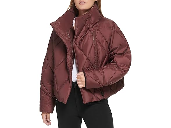 Calvin Klein Womens Zip Front Asymmetric Light Puff Jacket (M)