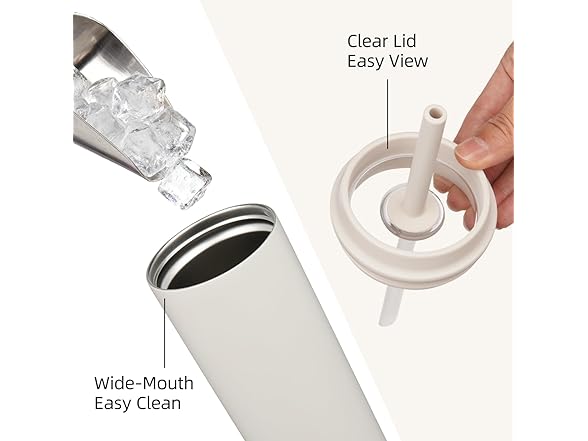 BJPKPK Insulated Tumbler with Lid and Straw,12 oz White