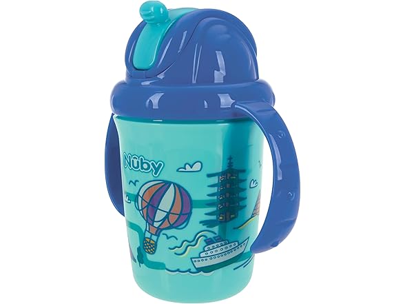 Nuby No-Spill Trainer Soft Straw Two Handle Cup, 2 Pack