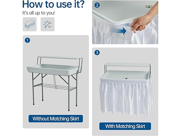 Winlice Outdoor Ice Cooler Folding Table, Portable Cooler Ta (Open Box)