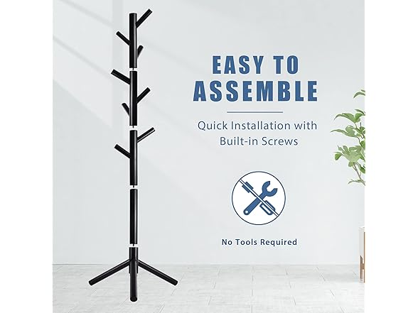 Wooden Coat Rack Stand with 8 Hooks