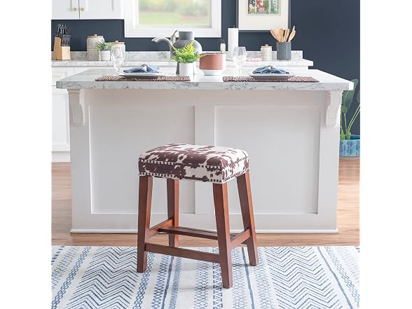 Linon Harlow Brown Cow PrintBackless Counter Stool 24" (Open Box)