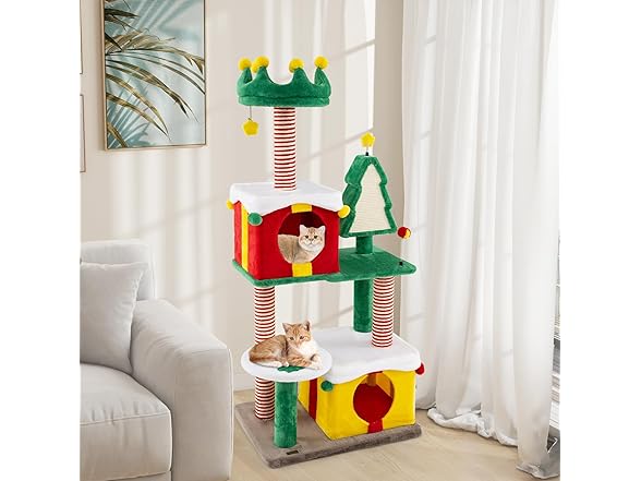 PETSITE 61 inch Christmas-Themed Cat Tree