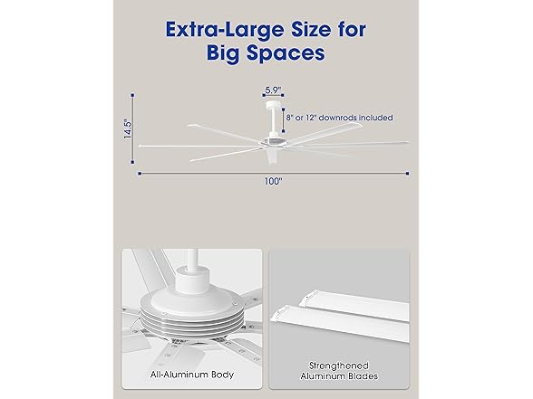 Parrot Uncle F8311WHS110V 100" Ceiling Fan No Light