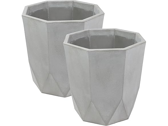Sunnydaze Modern Faceted 14.75" Planter Set of 2
