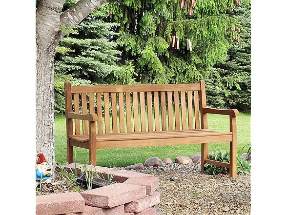 Sunnydaze 2-Person Outdoor Bench - Wood- Mission