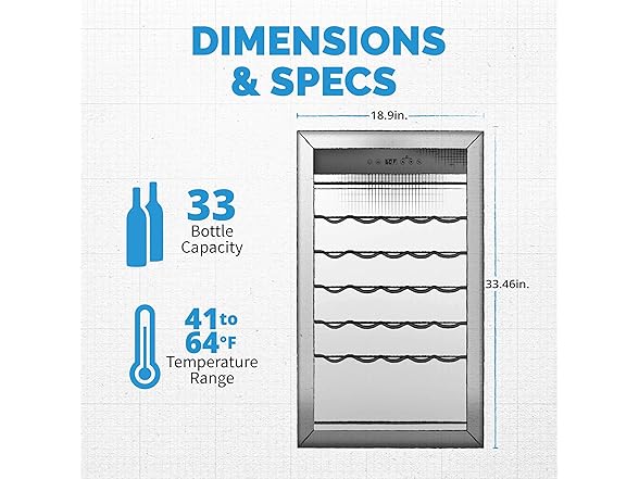 Newair Freestanding Wine Fridge - 33 Bottles