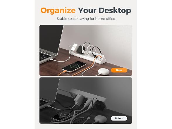 TESSAN 2100J Desk Clamp Power Strip 10ft Cord (5 Outlets, 4 USB)