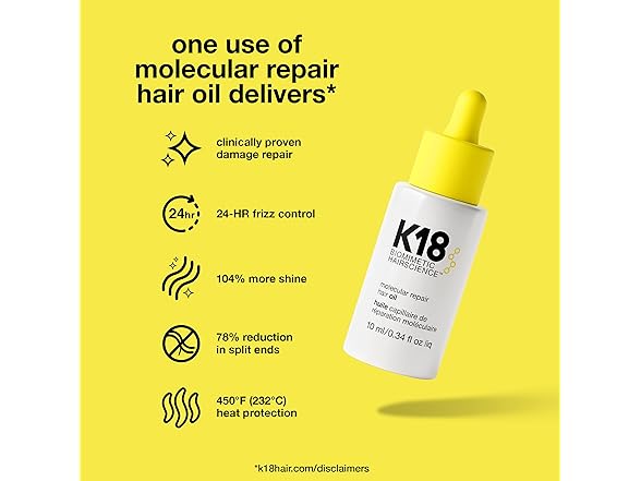 2PK K18 Molecular Repair Hair Oil, 0.34 oz