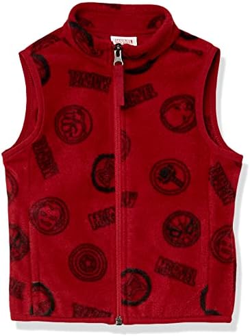 Amazon Essentials Disney | Marvel | Star Wars Boys' Polar Fleece Vests, Marvel Logo, Large