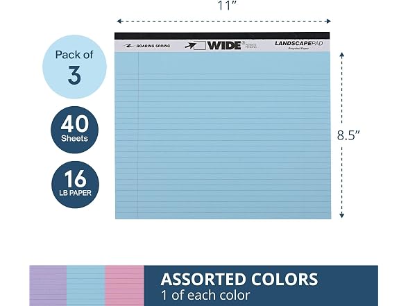 ROARING SPRING Wide Landscape Legal Pad