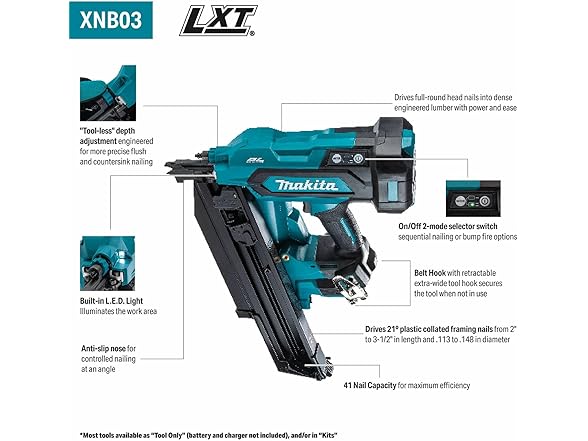 Makita XNB03Z 18V LXT Cordless Framing Nailer