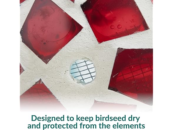 Sunnydaze 6-Inch Glass Mosaic Hanging Bird Feeder, Crimson Mosaic