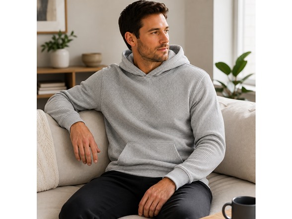 3Pk Asst Mens Waffle Knit Pull Hoodies