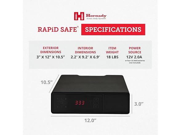 Hornady Rapid Safe Night Guard Bedside Safe Black
