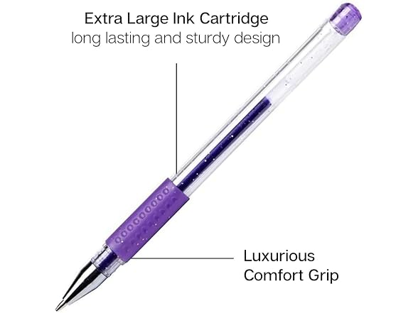 KINGART 400-12 Comfort Grip Gel Pens, Set of 12