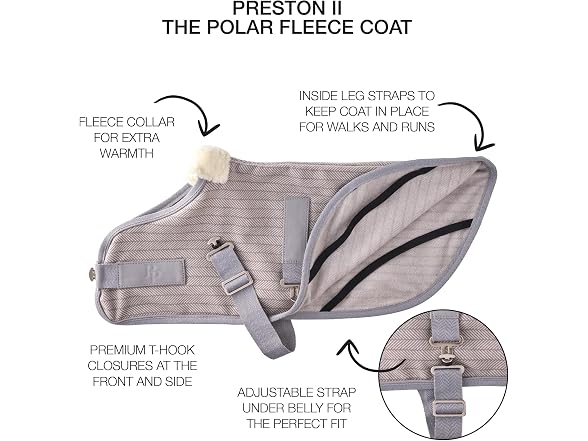 Pet Passion The Polar Fleece Coat,  Medium, Dove Gray