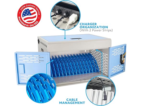 16-Unit Charging Cabinet for Laptops