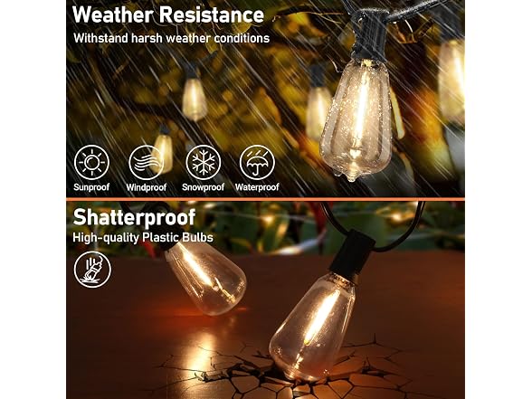 Bosceos 50FT Solar String Lights