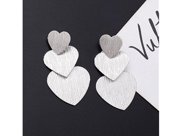 ConeyClare Triple Heart Stud Earrings Silver