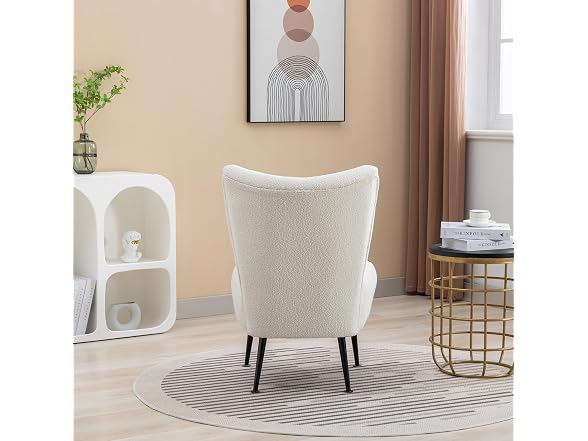 Armless Accent Chair, Upholstered, Beige