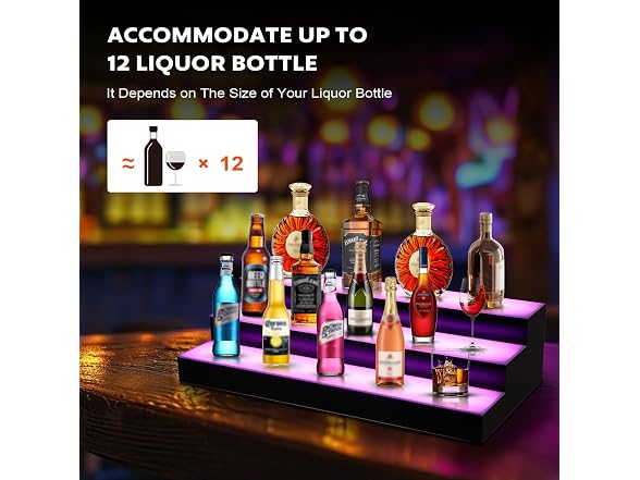 Dollate 3 Tier 16 Inch LED Lighted Liquor Bottle Display