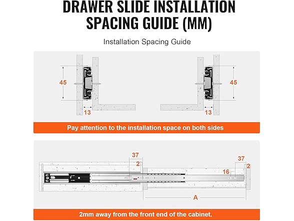 VEVOR 10 Pairs of 14 Inch Drawer Slides Side Mount Rails