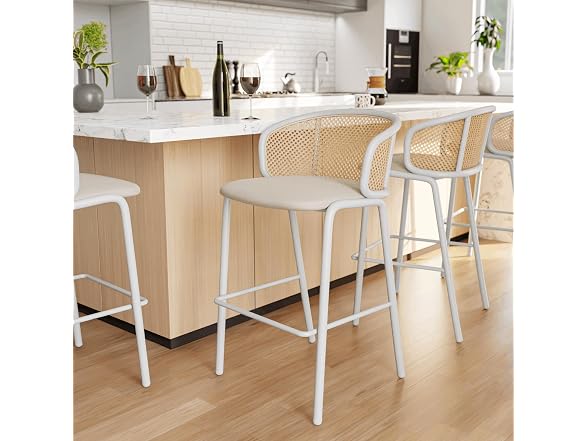 Leisuremod Ervilla Bar Stools w/White Steel