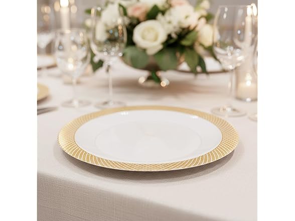 Fun Express Gold Diamond Rim Clear Plastic Chargers