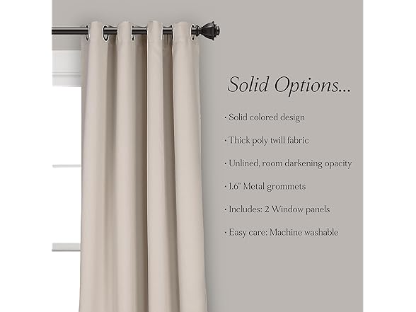 Lush Decor Grommet Blackout Curtain Panels, 52" W x 120" L