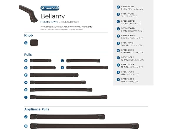 Amerock Bellamy 6-5/16" Center-to-Center Bronze Cabinet Pull