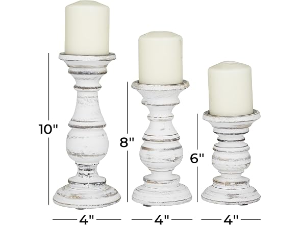 Set of 3 Candlestick Holder 10", 8", 6”H, White