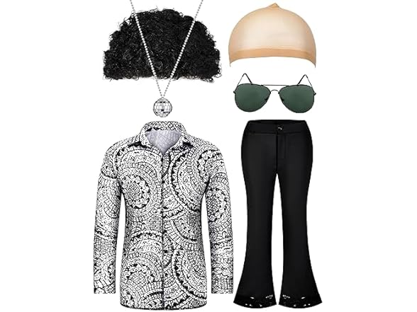 6 PC Men's 70s Disco Costume Set