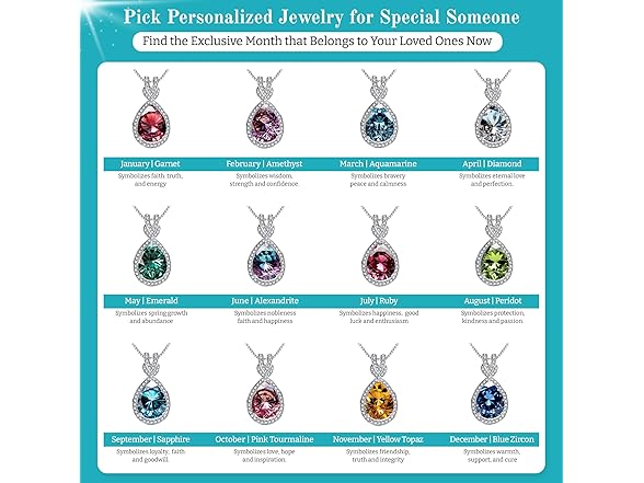 Platinum Plated Genuine Birthstone Necklace