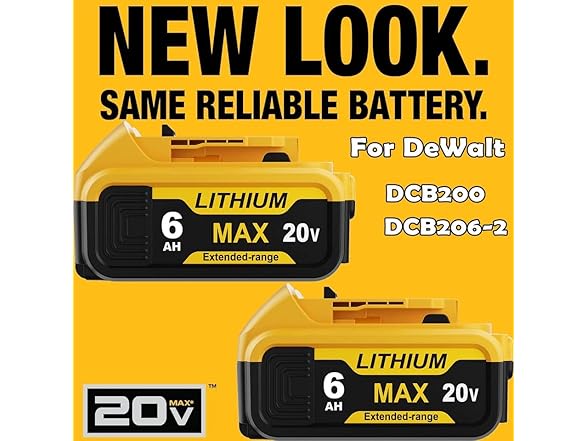 LONG FIT DCB205 2-Pack 20V Max 6.0AH for Dewalt