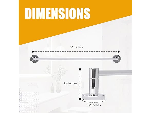 HIGHCRAFT 18 Inch Towel Bar, Chrome Finish