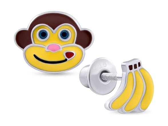 Sterling Silver Monkey Earrings