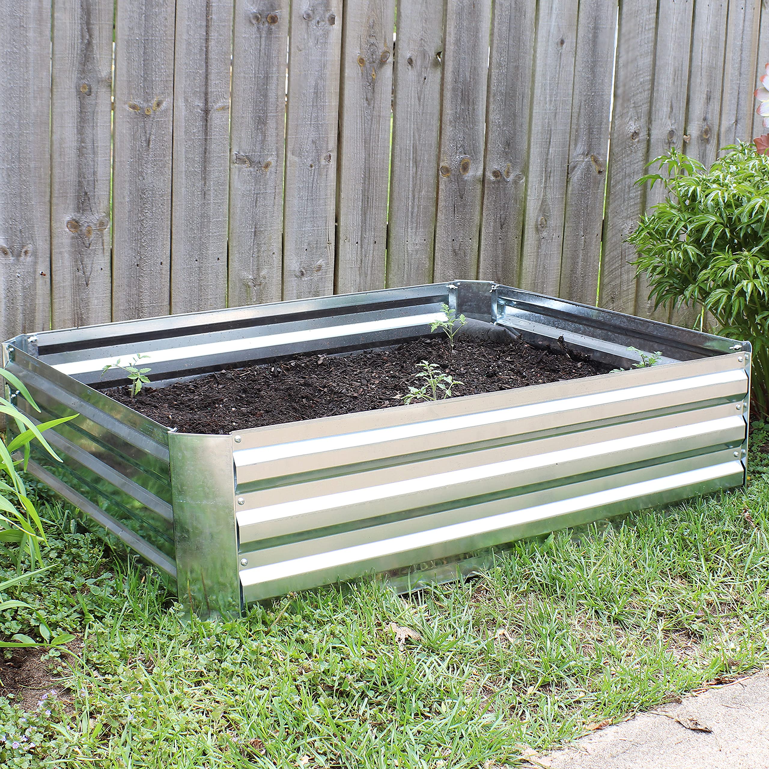 Sunnydaze 47" Silver Steel Raised Garden Bed - Gallery 9
