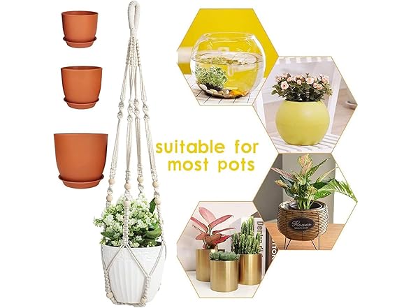 AKEIE Macrame Plant Hanger 3 Pack Indoor & Outdoor