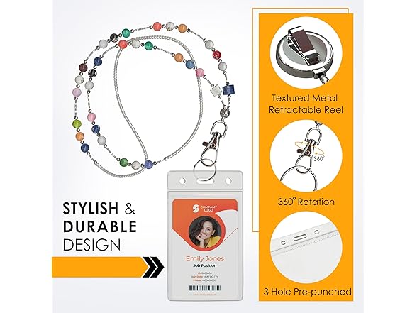AmyLee Beaded Lanyard Badge Reel