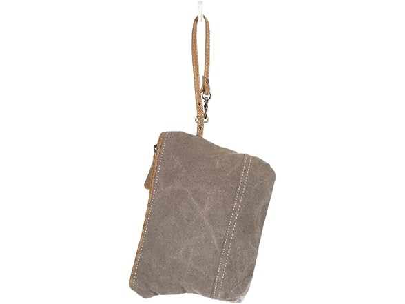 Myra Bag Blaze Upcycled Canvas & Leather Wristlet Pouch Bag S