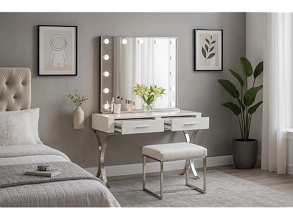 Hollywood Chrome Lighted Mirror